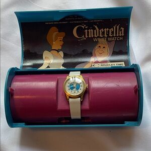 Vintage Cinderella Wrist Watch with White Strap